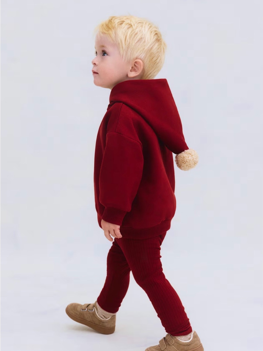 H&M Red Hooded Sweatshirt and Ribbed Leggings Set